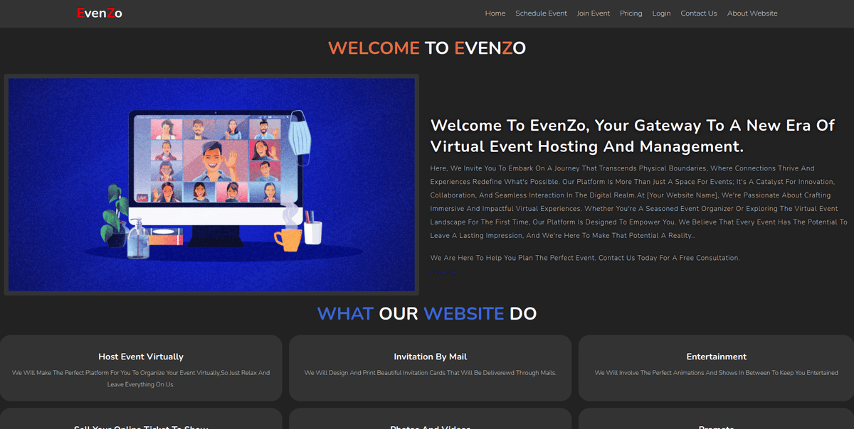 Virtual Event Hosting Website by Vishant Mehta